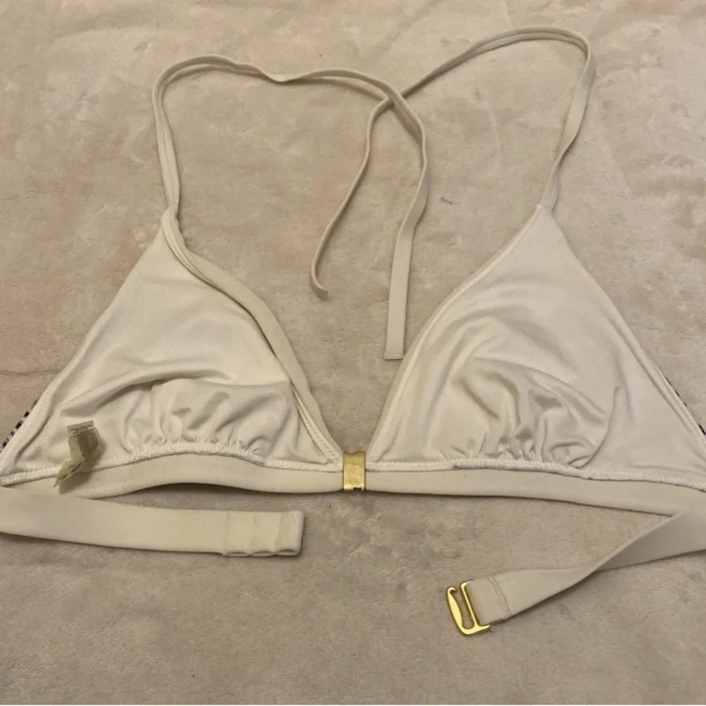 Victoria's Secret White and Blue Paisley Bikini Top